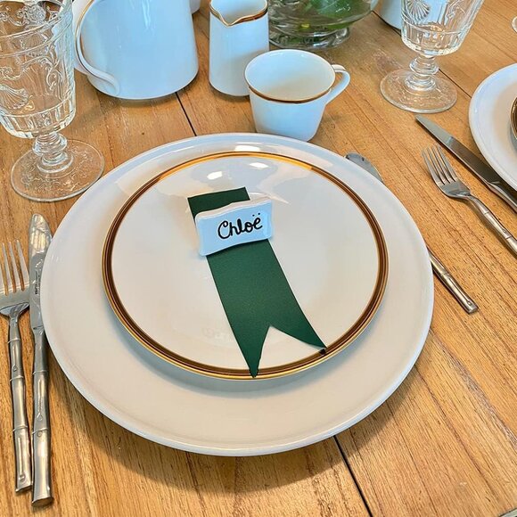 Set of 5 Reusable Porcelain Name Cards with Marker – Elegant Place Settings - Picture 2 of 6